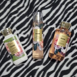 3 piece bath and body works rose set